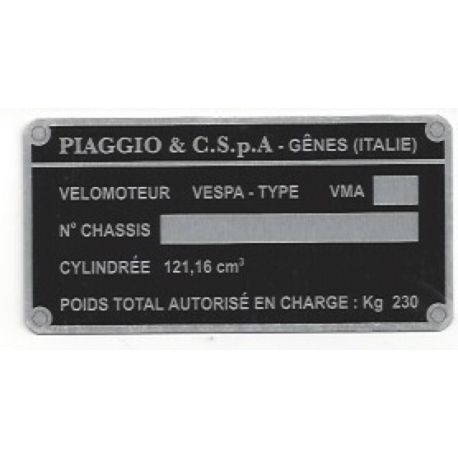 Plaque des mines - Vespa Primavera type VMA Plaque des mines - Vespa Primavera type VMA
