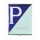Monogramme / insigne de descente de klaxon “P / PIAGGIO“, plastic à agrafes, 3,5x4,5 cm - Vespa LX, LXV, S, Primavera , Sprint, 