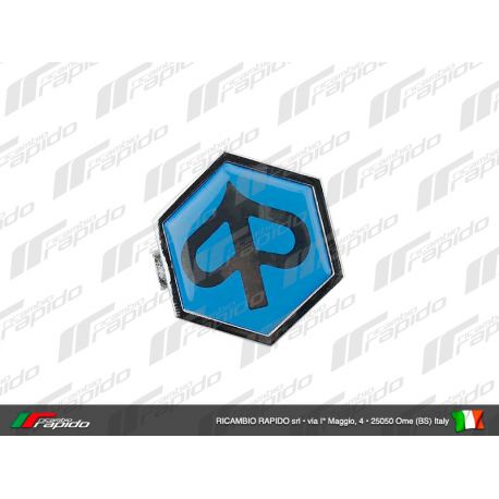 Monogramme / insigne de descente de klaxon “logo Piaggio“, à clipser, plastic 32x37 mm - Vespa PX Arcobaleno