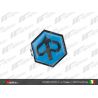 Monogramme / insigne de descente de klaxon logo Piaggio, 2 agrafes, métal & plastic, 32x37 mm - Vespa PX Arcobaleno