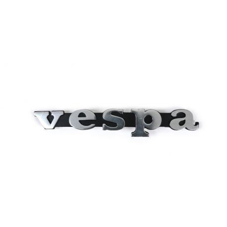 Monogramme / insigne de tablier , 12 cm, (2 inserts L: 8cm), OEM - Vespa PV125 (dès 1968), Vespa Rally200 (dès 1976), Vespa TS, 