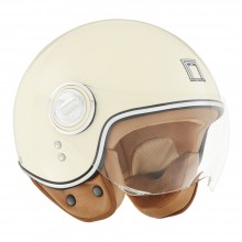 Casque demi-jet beige, visière été - Nox premium Idol